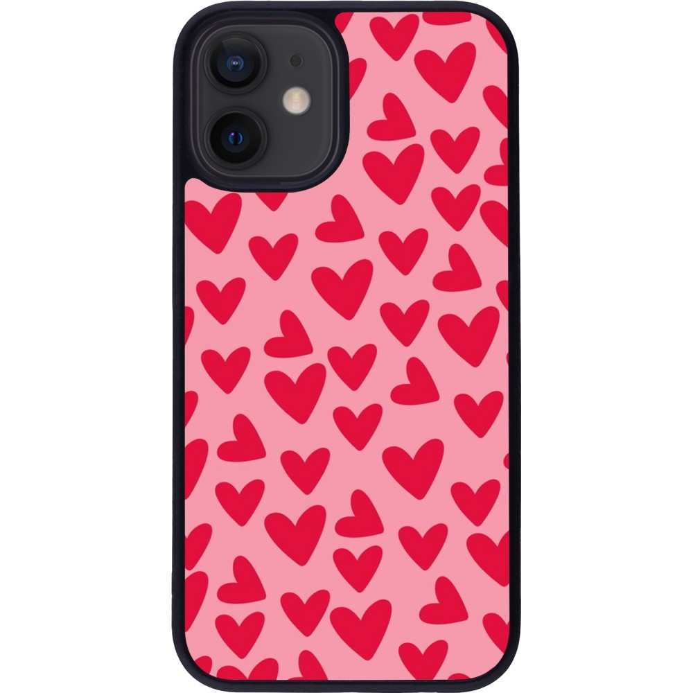 iPhone 12 mini Case Hülle - Silikon schwarz Mom 2024 kleine Herzen