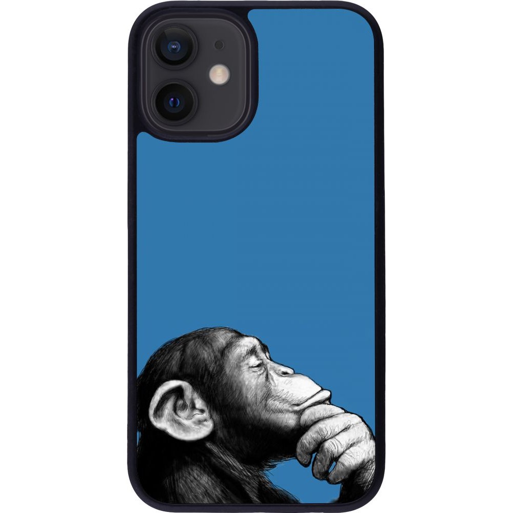 Hülle iPhone 12 mini - Silikon schwarz Monkey Pop Art