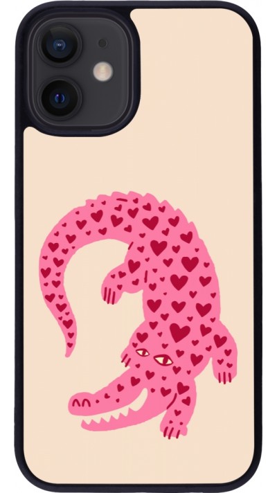 iPhone 12 mini Case Hülle - Silikon schwarz Pink crocodile 2026