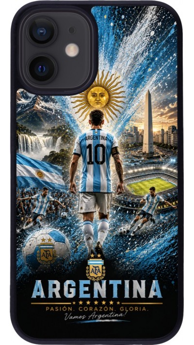 iPhone 12 mini Case Hülle - Silikon schwarz Fussball Argentinien splash 2026
