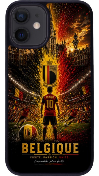iPhone 12 mini Case Hülle - Silikon schwarz Fussball Belgien splash 2026