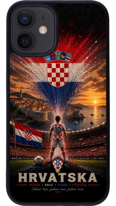 iPhone 12 mini Case Hülle - Silikon schwarz Fussball Kroatien splash 2026