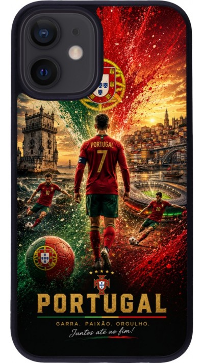 iPhone 12 mini Case Hülle - Silikon schwarz Fussball Portugal splash 2026