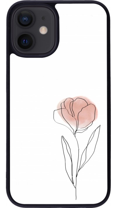 iPhone 12 mini Case Hülle - Silikon schwarz Spring 23 minimalist flower
