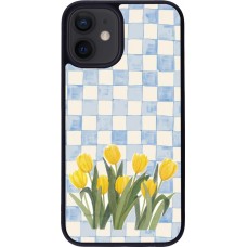 iPhone 12 mini Case Hülle - Silikon schwarz Blue vichy tulips 2026