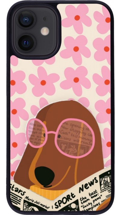 iPhone 12 mini Case Hülle - Silikon schwarz Dog with newspaper 2026