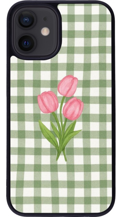iPhone 12 mini Case Hülle - Silikon schwarz Green vichy tulips 2026