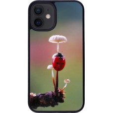 iPhone 12 mini Case Hülle - Silikon schwarz Ladybird on a mushroom 2026