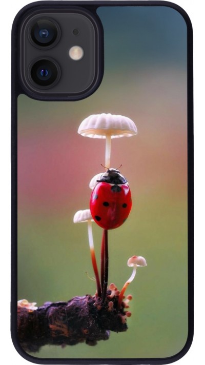 iPhone 12 mini Case Hülle - Silikon schwarz Ladybird on a mushroom 2026