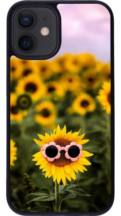 iPhone 12 mini Case Hülle - Silikon schwarz Sunflower with glasses 2026