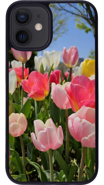 iPhone 12 mini Case Hülle - Silikon schwarz Tulips 2026