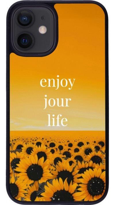 iPhone 12 mini Case Hülle - Silikon schwarz Summer 2025 Enjoy your life