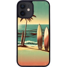 iPhone 12 mini Case Hülle - Silikon schwarz Surf Paradise