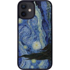 iPhone 12 mini Case Hülle - Silikon schwarz Kunstbild - Sternennacht - Van Gogh