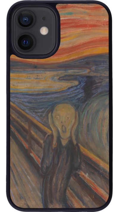 Coque iPhone 12 mini - Silicone rigide noir Tableau art - Le Cri - Edvard Munch