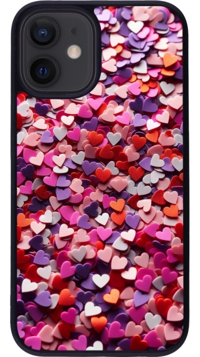 iPhone 12 mini Case Hülle - Silikon schwarz Valentin 2025 Konfetti