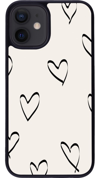 iPhone 12 mini Case Hülle - Silikon schwarz Valentine 2023 minimalist hearts