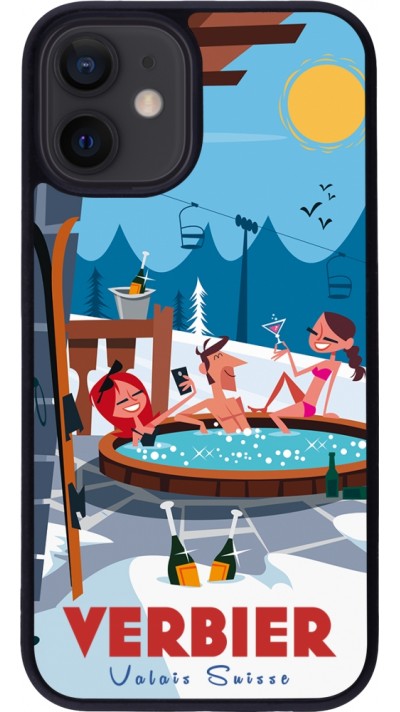 iPhone 12 mini Case Hülle - Silikon schwarz Verbier Mountain Jacuzzi