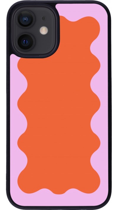 iPhone 12 mini Case Hülle - Silikon schwarz Wavy Rectangle Orange Pink