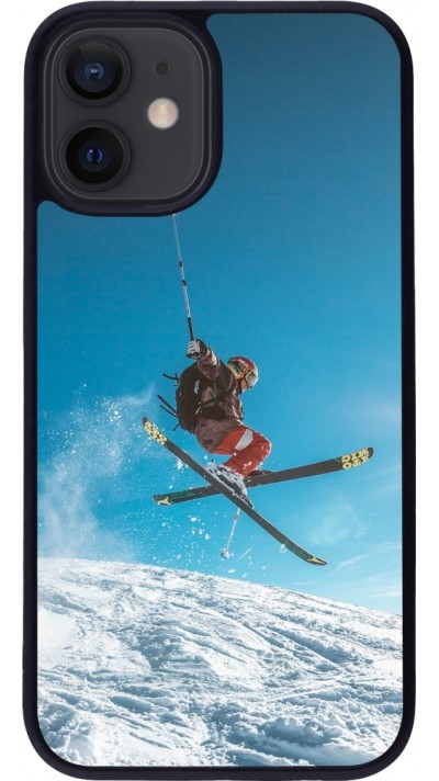 iPhone 12 mini Case Hülle - Silikon schwarz Winter 22 Ski Jump