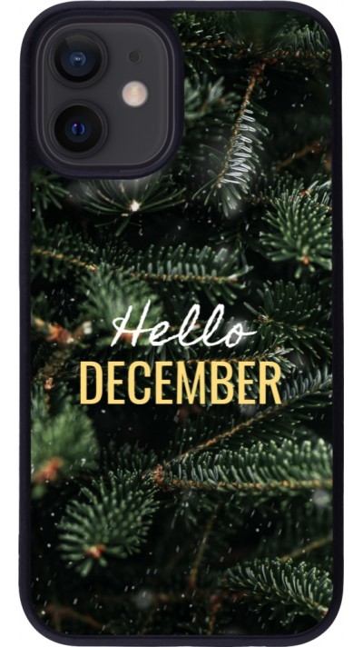 Coque iPhone 12 mini - Silicone rigide noir Winter 25 Winter hello december