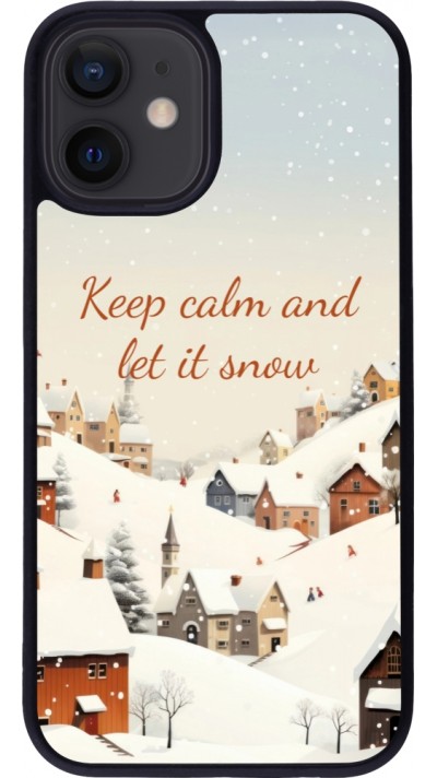 Coque iPhone 12 mini - Silicone rigide noir Winter 25 Winter Keep calm and let it snow