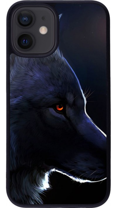 Coque iPhone 12 mini - Silicone rigide noir Wolf Shape
