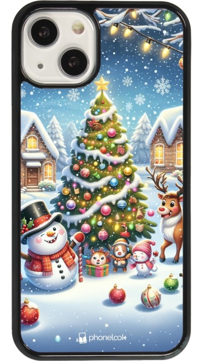 iPhone 13 Case Hülle - Weihnachten 2023 Schneemann und Tannenbaum