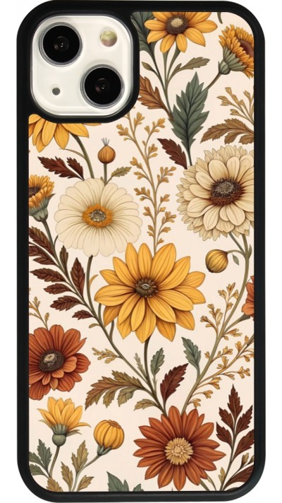 iPhone 13 Case Hülle - Silikon schwarz Autumn 25 Flower pattern