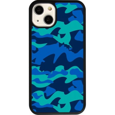 iPhone 13 Case Hülle - Silikon schwarz Camo Blue