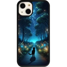 iPhone 13 Case Hülle - Silikon schwarz Schwarze Katze Spaziergang