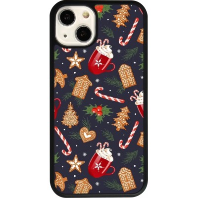 iPhone 13 Case Hülle - Silikon schwarz Christmas 25 Pattern Gingerbread House