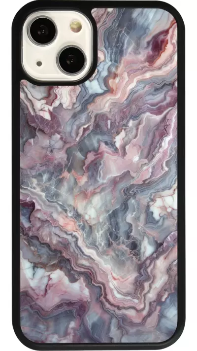 iPhone 13 Case Hülle - Silikon schwarz Violetter silberner Marmor