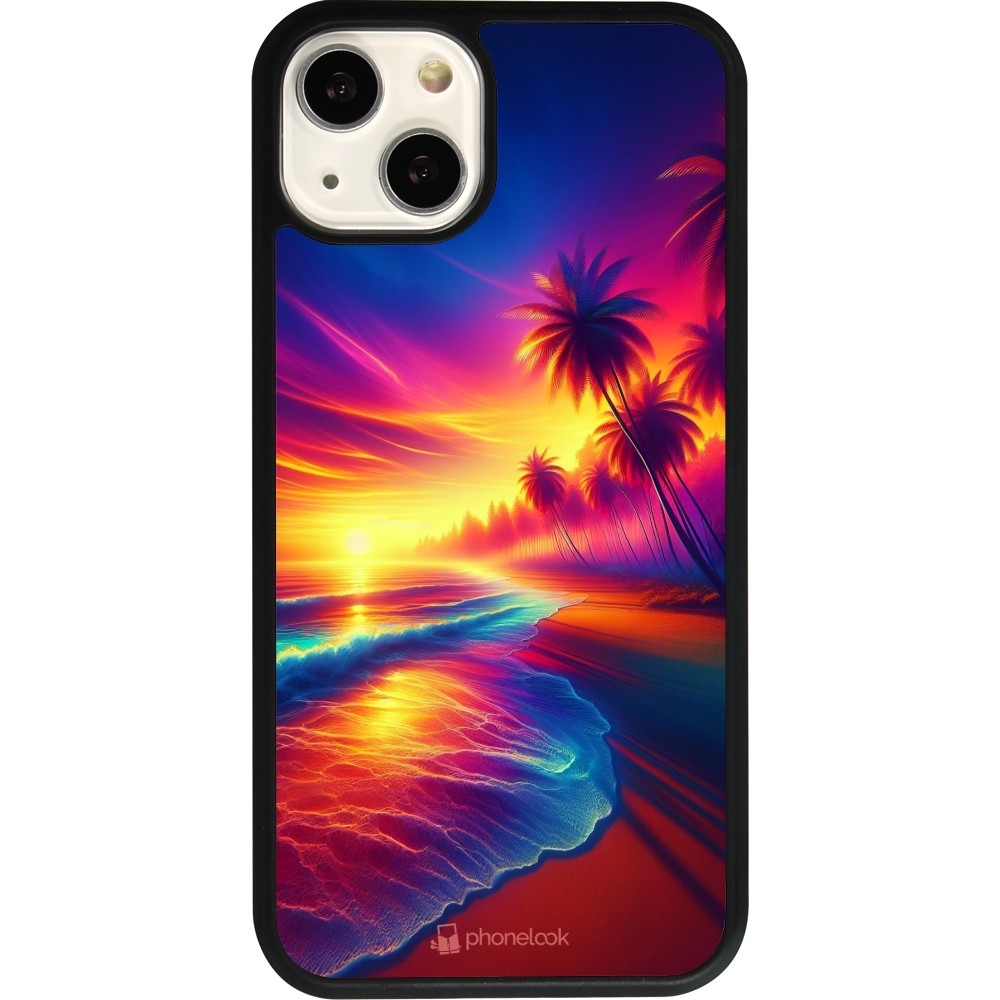 iPhone 13 Case Hülle - Silikon schwarz Strand Sonnenuntergang auffällig