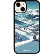 iPhone 13 Case Hülle - Silikon schwarz Snowboarder Berg