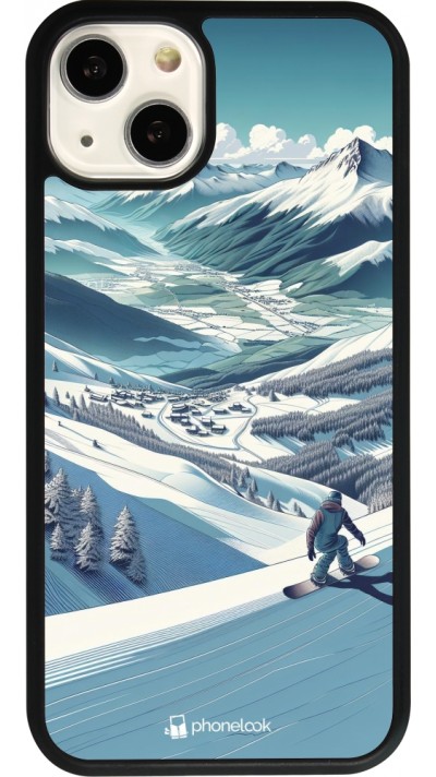 iPhone 13 Case Hülle - Silikon schwarz Snowboarder Berg