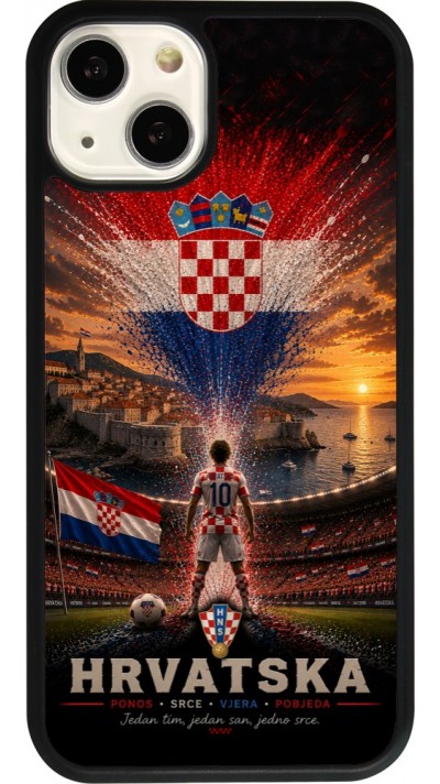 iPhone 13 Case Hülle - Silikon schwarz Fussball Kroatien splash 2026