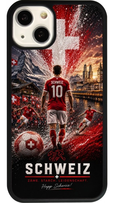 iPhone 13 Case Hülle - Silikon schwarz Fussball Schweiz splash 2026