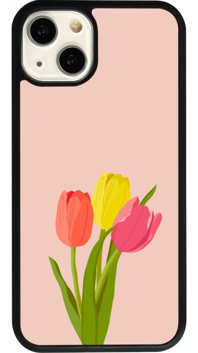 iPhone 13 Case Hülle - Silikon schwarz Spring 23 tulip trio