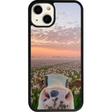 iPhone 13 Case Hülle - Silikon schwarz Cow with tulips Spring 2026