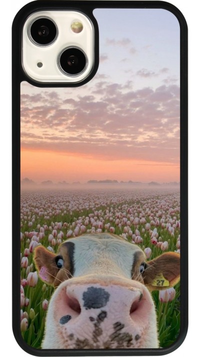 iPhone 13 Case Hülle - Silikon schwarz Cow with tulips 2026
