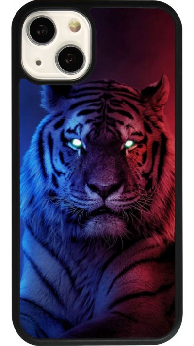 iPhone 13 Case Hülle - Silikon schwarz Tiger Blue Red