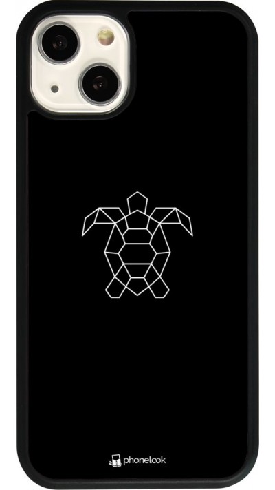 Coque iPhone 13 - Silicone rigide noir Turtles lines on black