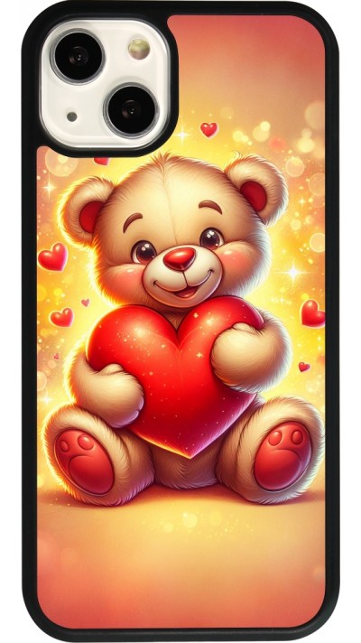 iPhone 13 Case Hülle - Silikon schwarz Valentin 2024 Teddy Liebe