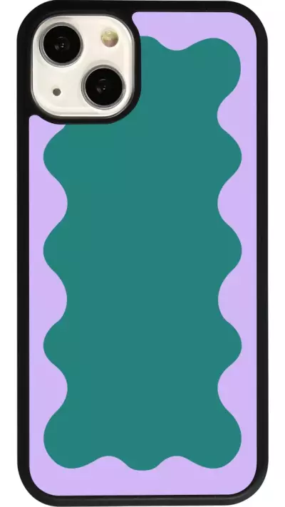iPhone 13 Case Hülle - Silikon schwarz Wavy Rectangle Green Purple
