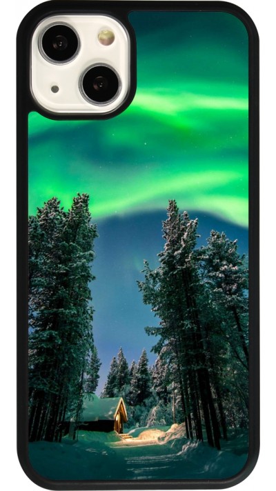 iPhone 13 Case Hülle - Silikon schwarz Winter 22 Northern Lights