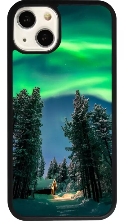 iPhone 13 Case Hülle - Silikon schwarz Winter 22 Northern Lights