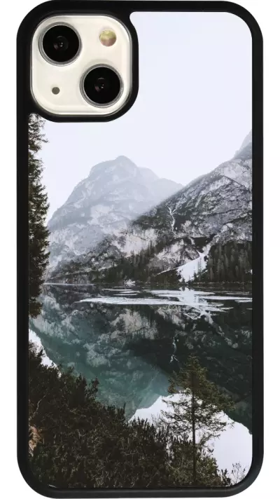 iPhone 13 Case Hülle - Silikon schwarz Winter 22 snowy mountain and lake