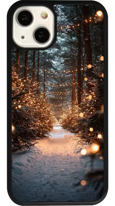 iPhone 13 Case Hülle - Silikon schwarz Winter 25 Winter snowy road