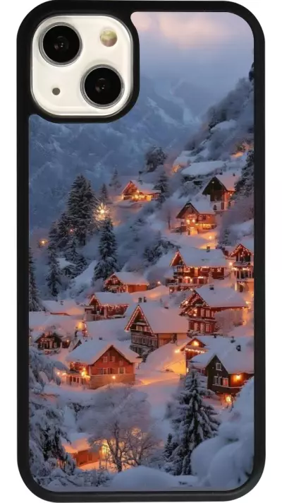 iPhone 13 Case Hülle - Silikon schwarz Winter 25 Winter snowy village